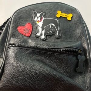 Marc Tetro Mini Backpack French Bulldog Dog Black Faux Leather – Like New